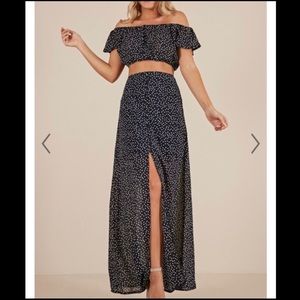Showpo navy two piece polka dot outfit